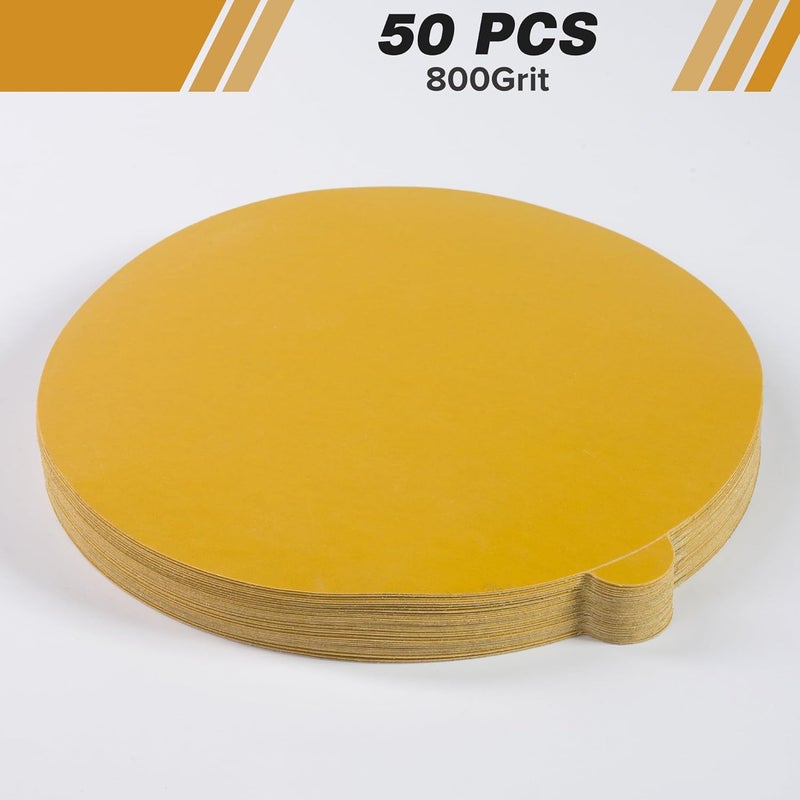 Shawya Gold PSA Sanding Discs 50 Pack 6 Inch with 800 Grit Sandpaper Self Adhesive Stickyback Sanding Disc Sandpaper for Professional Smoothing and Finishing - Image 2